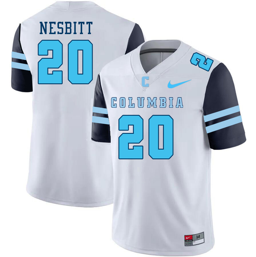 Men-Youth #20 Nicolas Nesbitt Columbia Lions 2023 College Football Jerseys Stitched-White